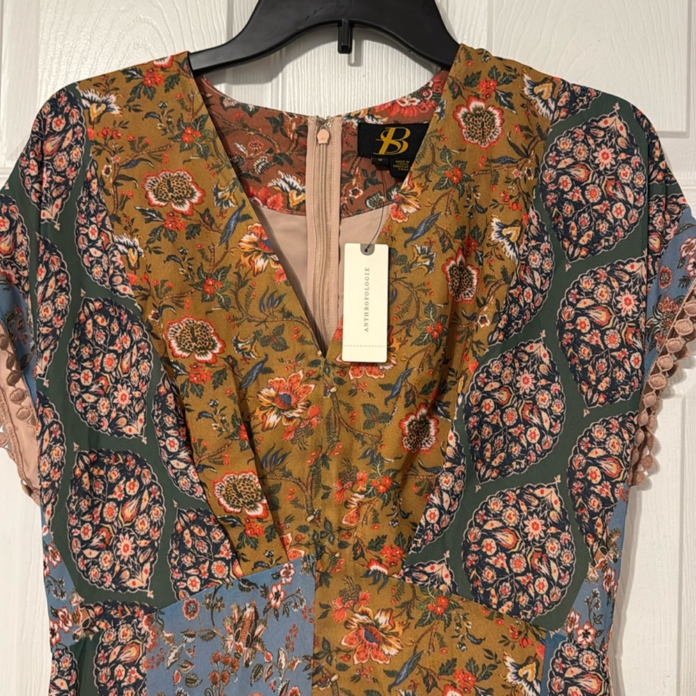 BNWT Anthropologie VNeck SB mixed pattern maxi dress